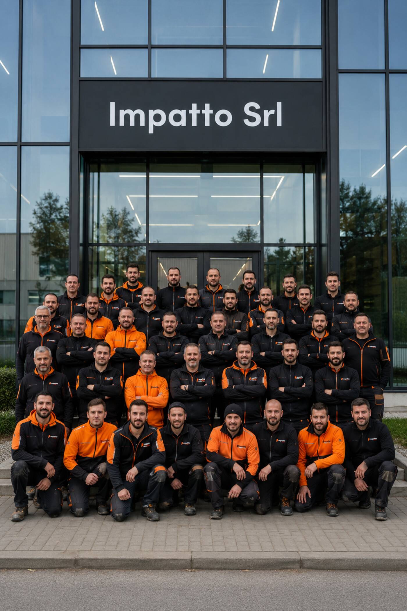 Il team Impatto davanti alla sede